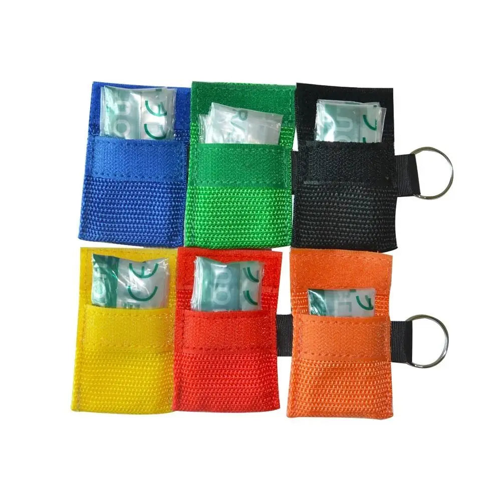 Disposable CPR Mask One-way Valve Professional Emergency Face Shield Mouth Breath Keychain Ring Resuscitator Mask Travel Pocket
