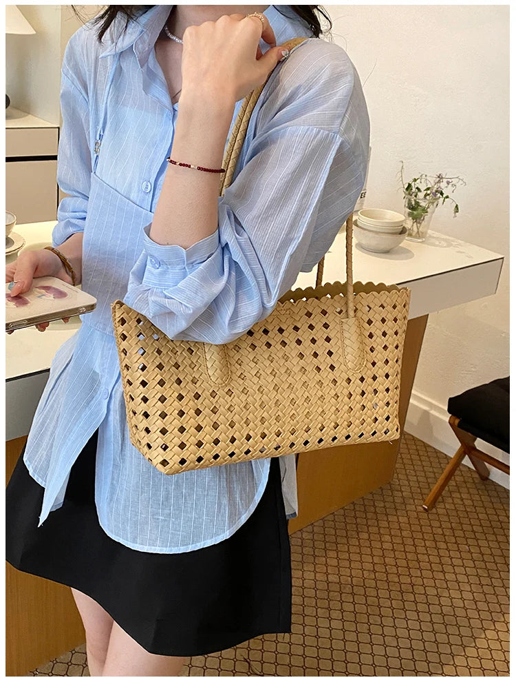 Fashion Woman Shoulder Bags for Women 2026 Brand Luxury Designer Bag Female Totes Purses Ladies Woven Shoulder Handbag Summer