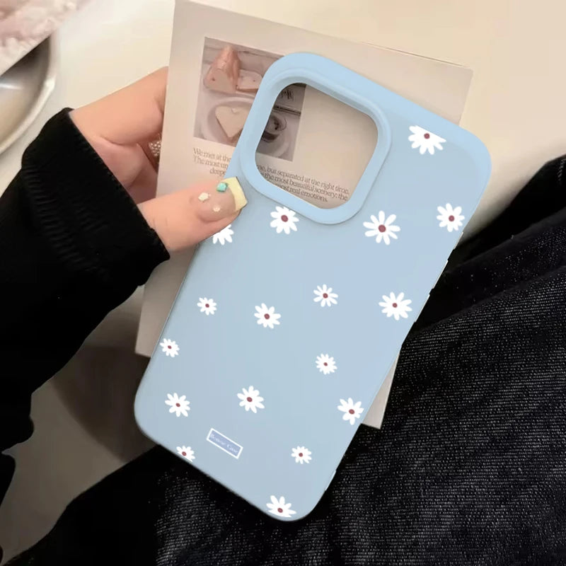 Cute Style Daisy Small Flower Phone Case For iPhone 11 12 13 14 15 16 17 Pro Max 16 Plus Shockproof Bumper Soft Silicone Cover