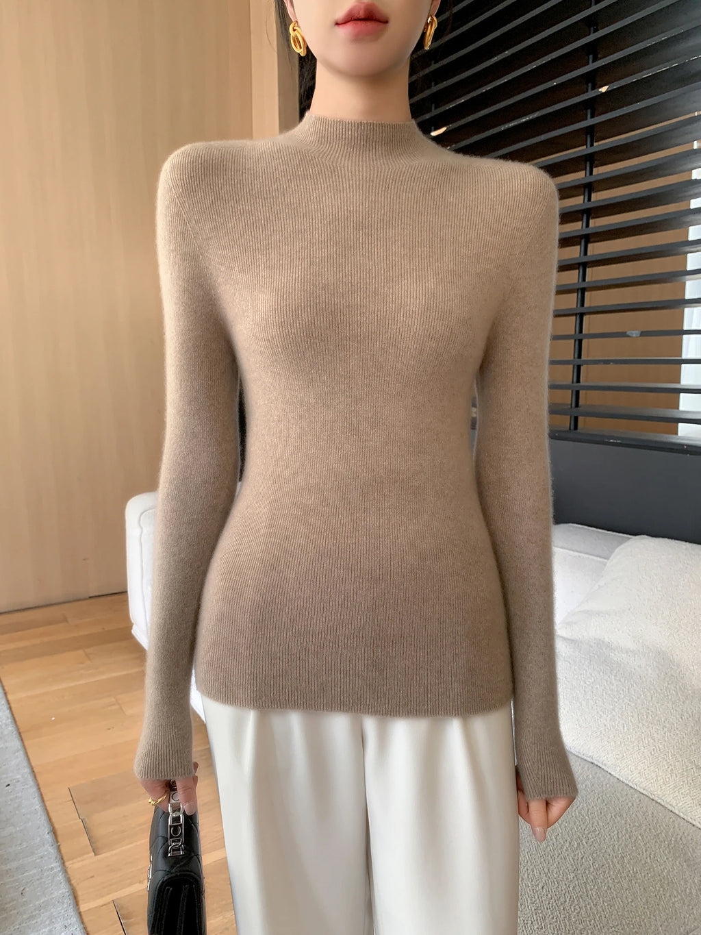 Fashion Woman Autumn Winter Sweater Elegant Female Merino Wool Knitwear Slim Pullover Cashmere Lady Long Sleeve Clothing Tops