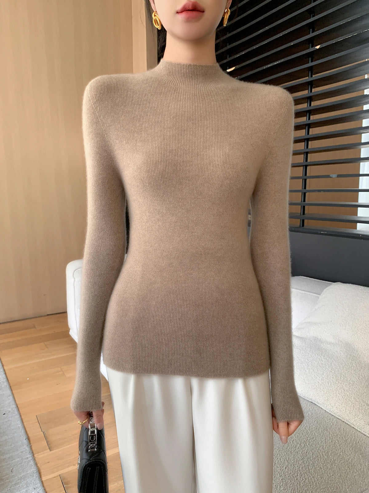 Fashion Woman Autumn Winter Sweater Elegant Female Merino Wool Knitwear Slim Pullover Cashmere Lady Long Sleeve Clothing Tops