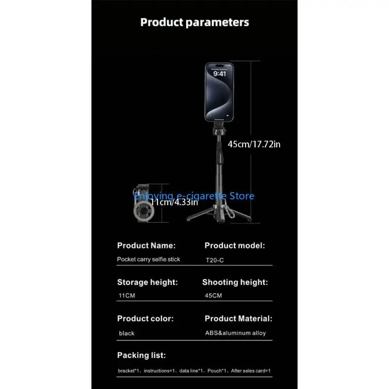 Phone Stand for Smartphones, Foldable 4-Leg Support with Extendable Arm and Moving Holder for Group Photos, Travel Video, and