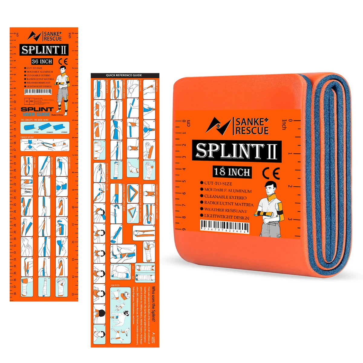 First Aid Splint 36/18'X4.3' SANKE RESCUE Wrist Thumb Support Brace Tendonitis Arthritis Ifak Protector Guard Right Left Hand