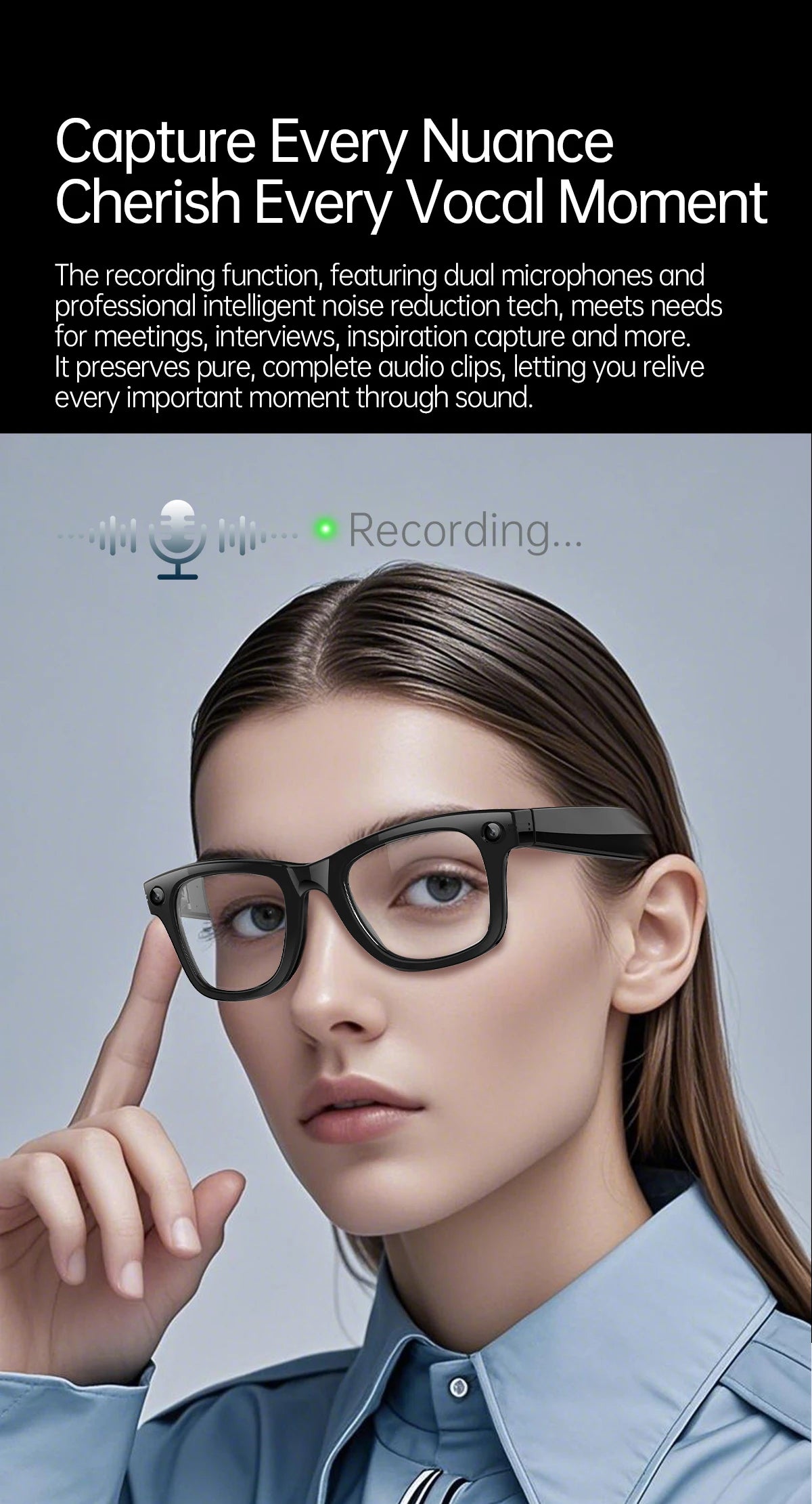 LIGE New AI Smart Glasses 1300W Pixel Camera 4K Video AI Translation Music Player BT Call Waterproof Color Change Sunglasses Men