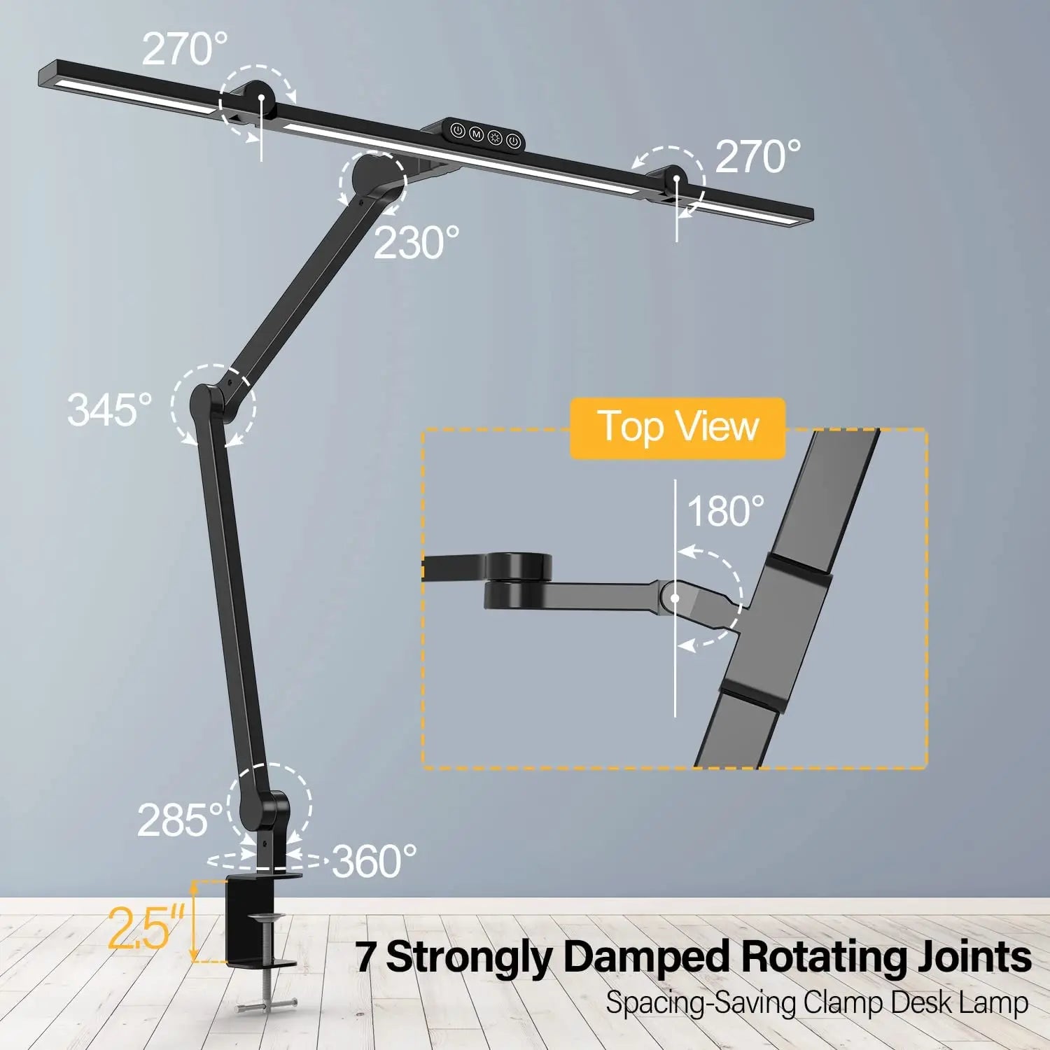 led Desk Lamp with Clamp, 24W Ultra Bright Architect LED Table Lamp for Home Office with Atmosphere Lighting, Automatic Dimming