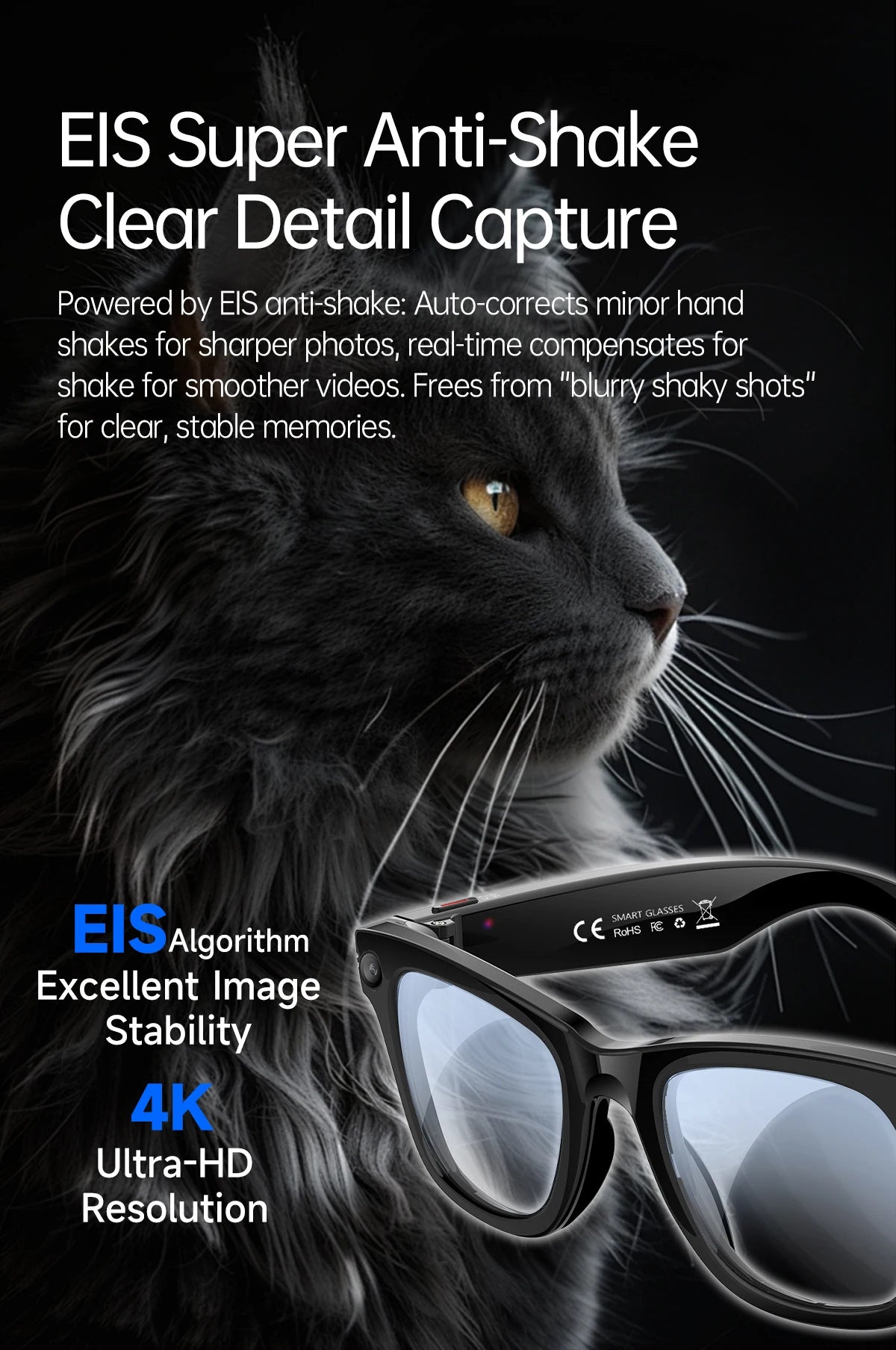 LIGE New AI Smart Glasses 1300W Pixel Camera 4K Video AI Translation Music Player BT Call Waterproof Color Change Sunglasses Men
