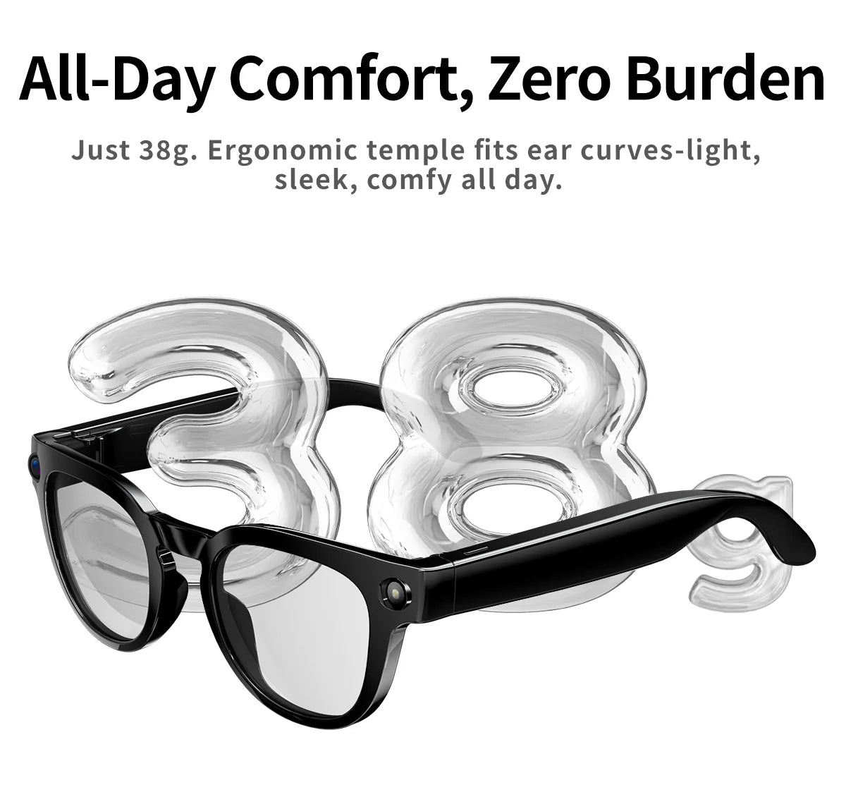 2026 AI Smart Glasses 800W Pixel Camera Translation Glasses Photo Video Recording Bluetooth 5.4 Call Waterproof Smart Sunglasses