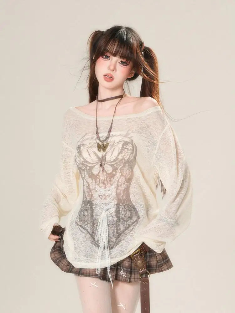 Erwofeina Hotsweet Tank Top Graphic T Shirts 2000s Clothes Y2k Long Sleeve Tees Korean Fashion Woman Clothes Summer Casual Top