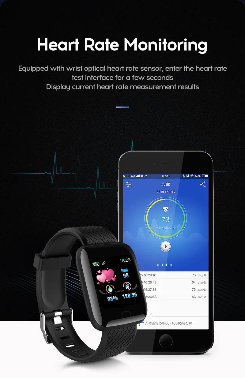 116plus Smart Watch Men and Women Full Touch Screen Sport Fitness Watch Man IP67 Waterproof Bluetooth For Ios Android Smartwatch