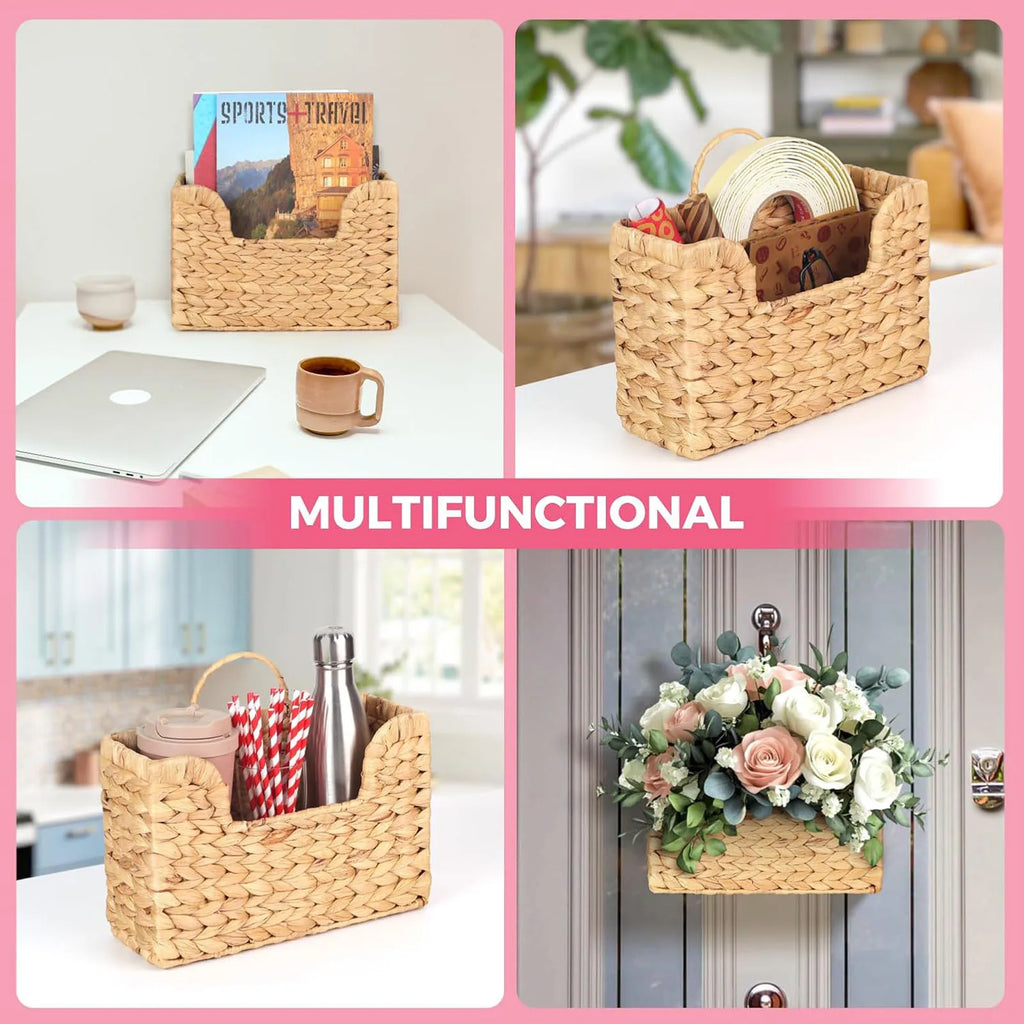 Gourd Vine Woven Wall Hanging Storage Basket Rattan Magazine Rack Home Decor for Living Room Bedroom