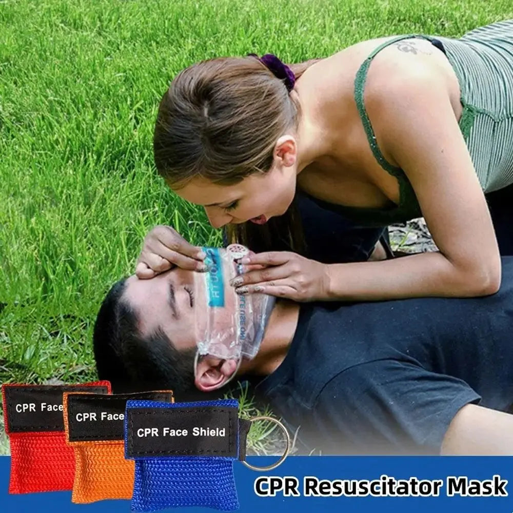 Disposable CPR Mask One-way Valve Professional Emergency Face Shield Mouth Breath Keychain Ring Resuscitator Mask Travel Pocket