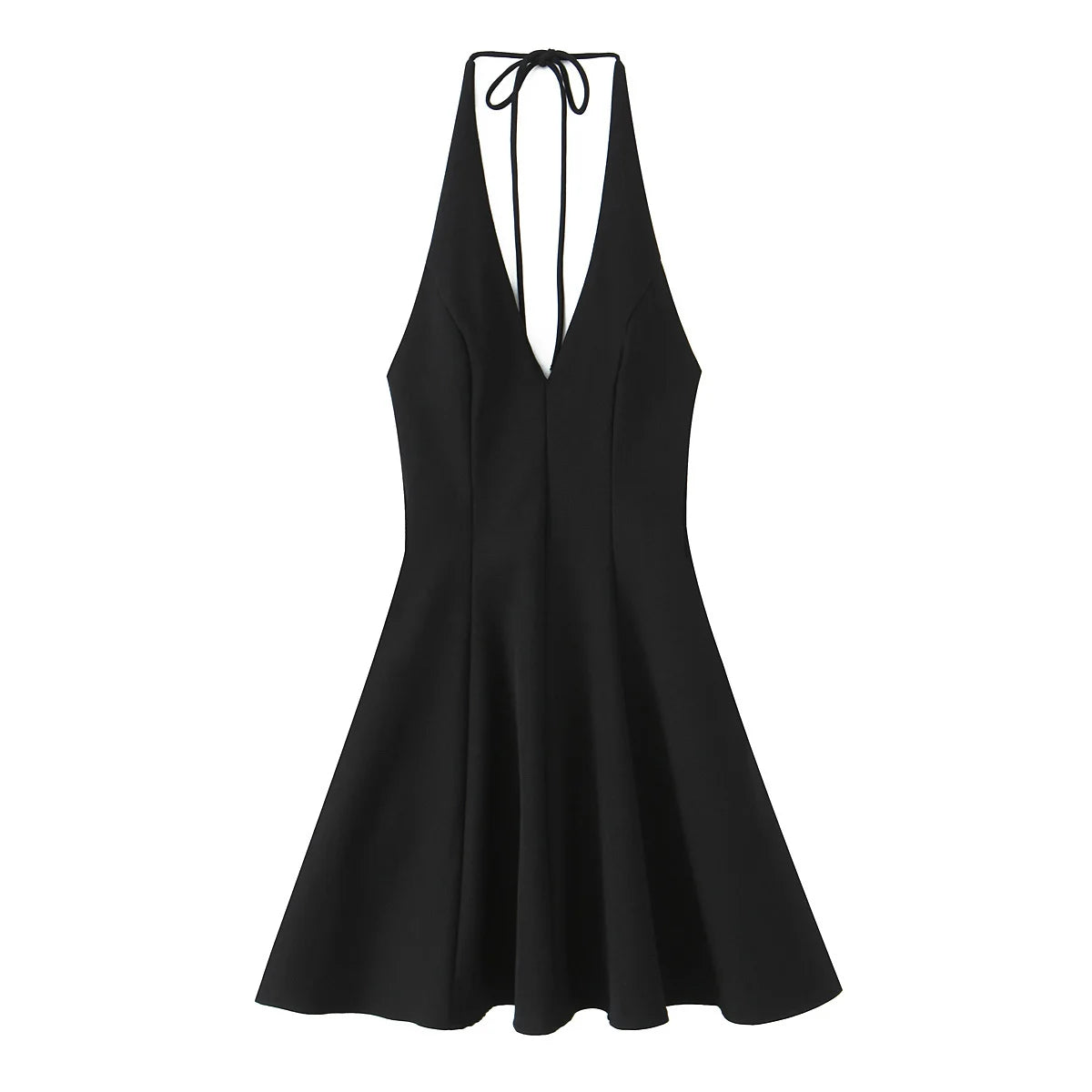 HH Women Summer Sexy V-Neck Sleeveless Backless Party Dress New Fashion Woman Solid Rear Zipper Pleated Short Dress Mujer