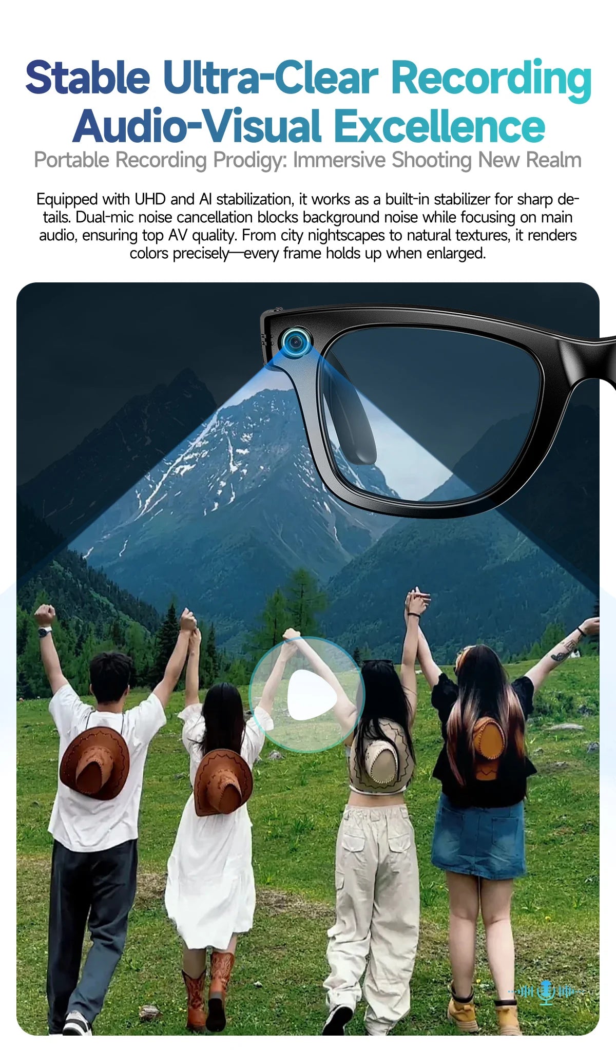 AI Smart Glasses with 8MP Camera Video Recording 100+ Languages Translation Sunglasses Bluetooth Call Music Play Men Women 2026