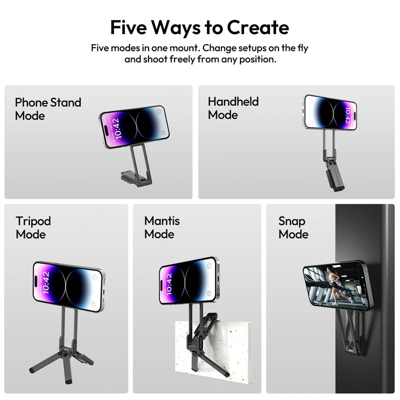 Ulanzi MA38 MagLock Phone Stand Magnetic Phone Stand for iPhone 16 15 14 13 with Hidden Hook for Slopes Walls