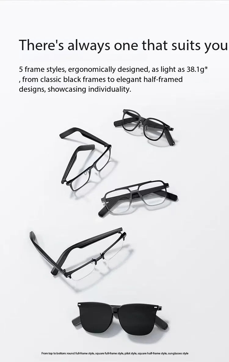Original Xiaomi Mijia Smart Audio Glasses Open Ear Bluetooth Headphones Wireless Stereo Music & Hands-Free Calling Smart Glasses
