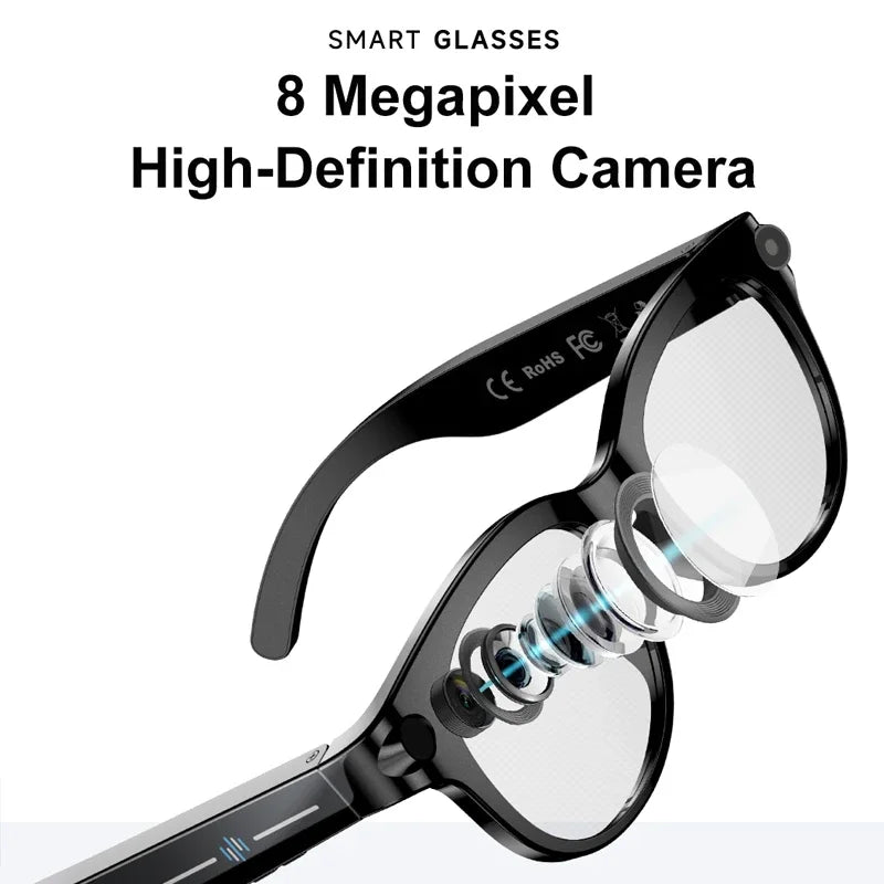 AI Smart Glasses 800W Shooting Camera HD Photo Video Voice Call Translation Waterproof Bluetooth AI Motorcycle Glasses