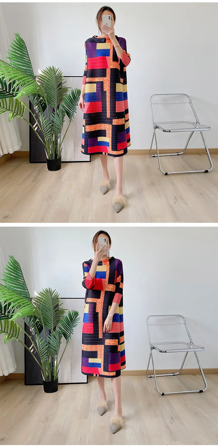 Fashionable women's dress, new spring/summer style, European and American style, youthful, plus size, slimming pleated skirt