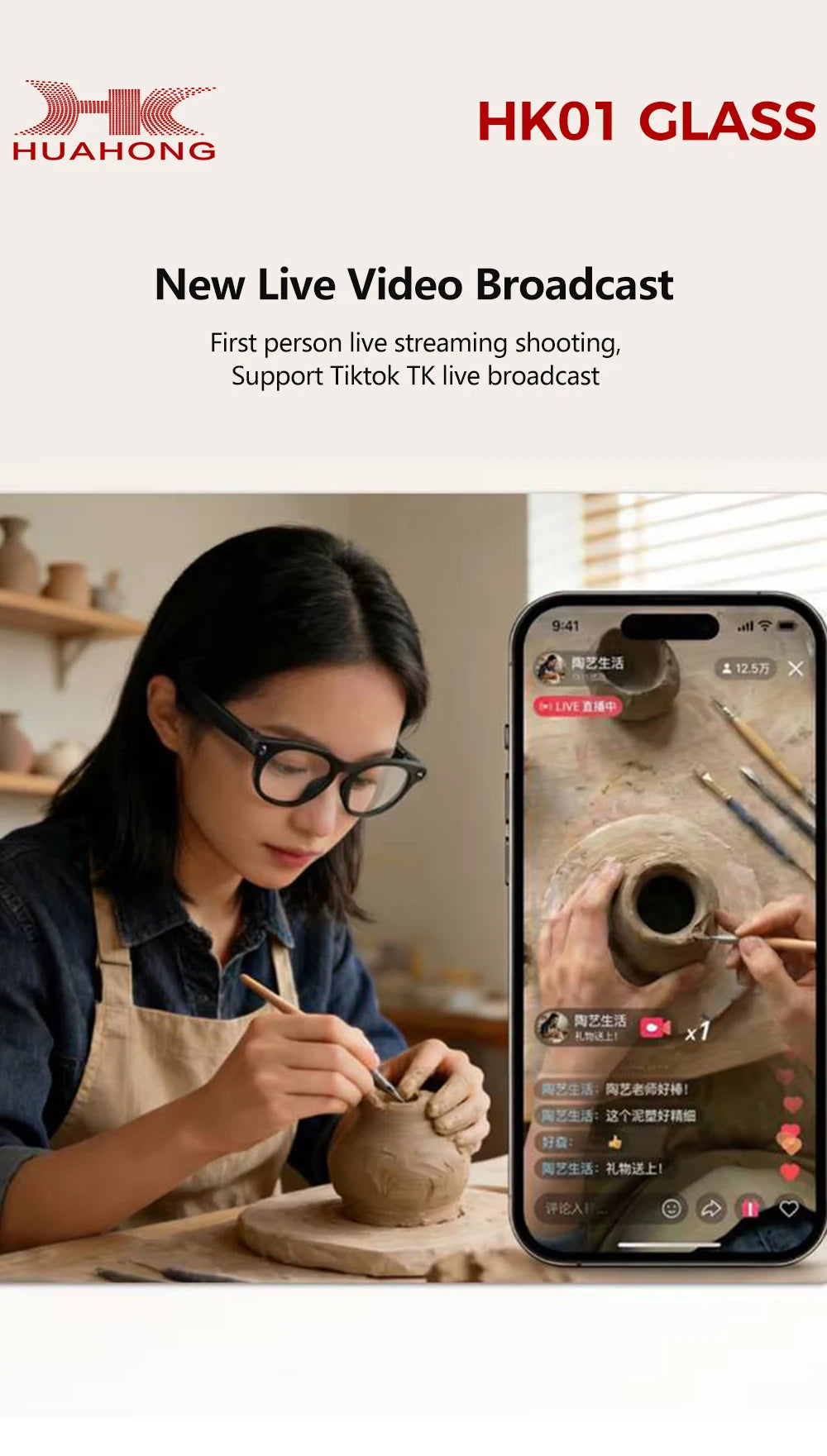 GML5.2 AI New Smart Glasses 1300W Camera Live Streaming Real-Time Translation Meeting Assistant Audio And Video Calls AI Glasses