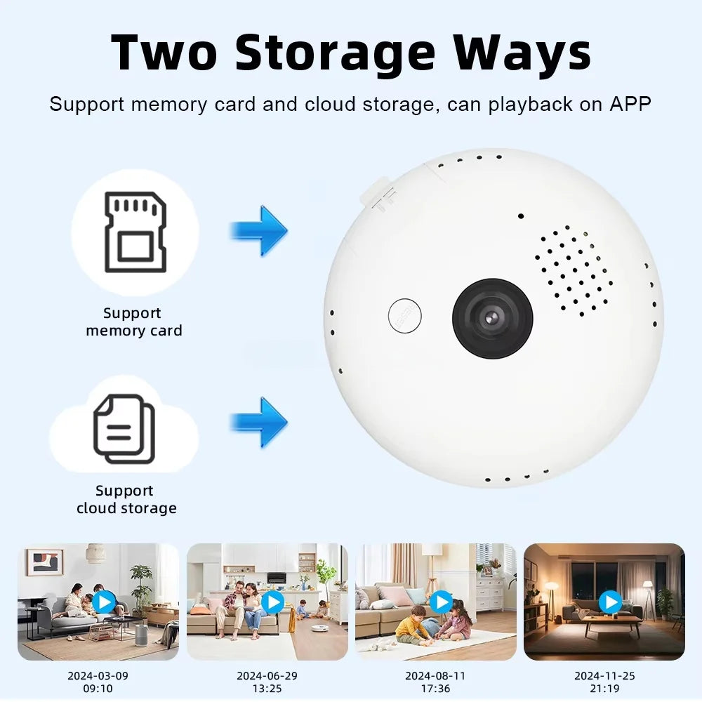 V380 PRO App Fisheye Len 360 Panoramic View E27 Socker Holder Bulb 3MP Camera Night Vision WiFi CCTV Camera