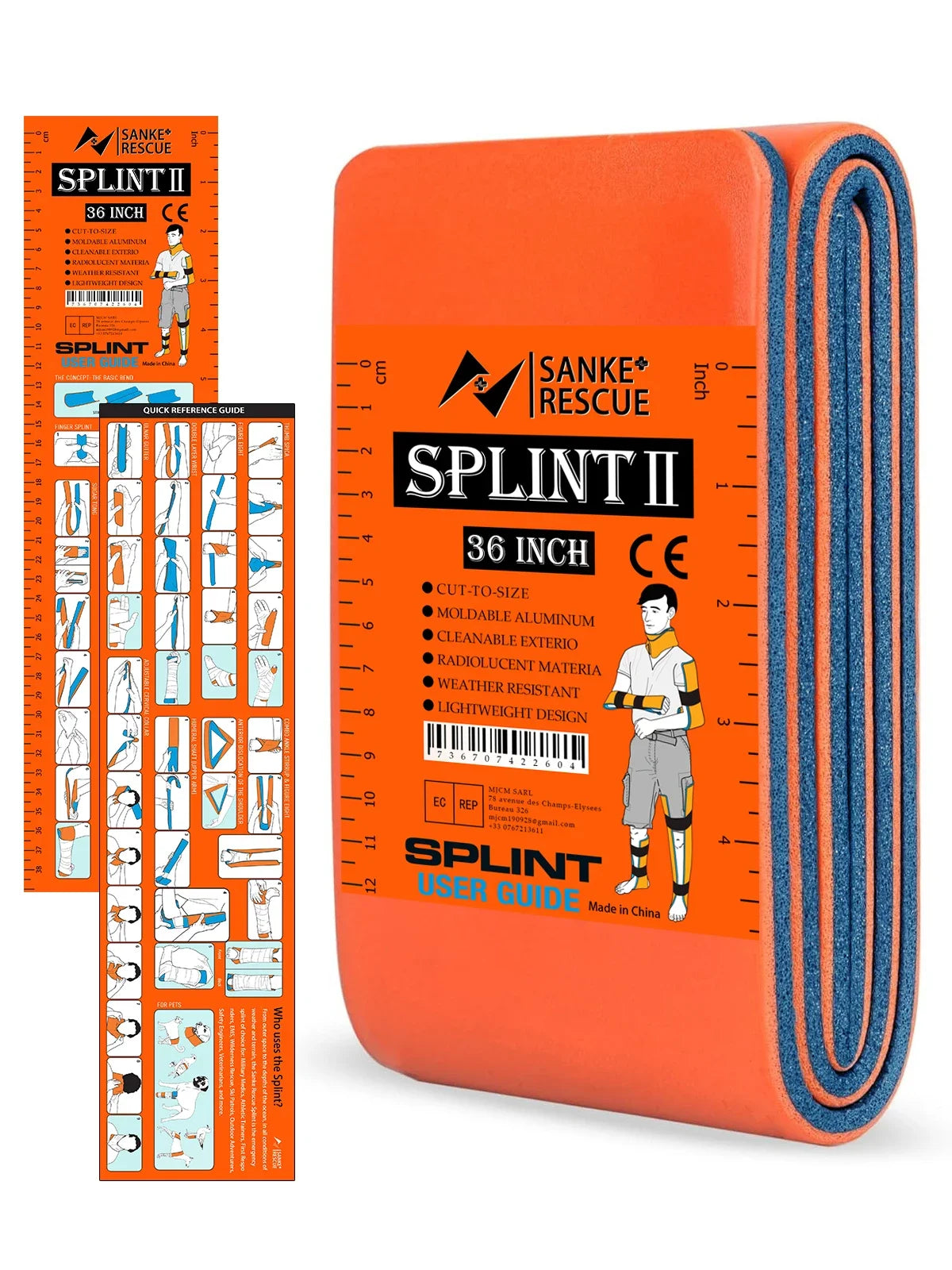 First Aid Splint 36/18'X4.3' SANKE RESCUE Wrist Thumb Support Brace Tendonitis Arthritis Ifak Protector Guard Right Left Hand