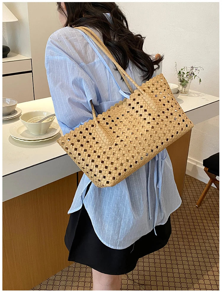 Fashion Woman Shoulder Bags for Women 2026 Brand Luxury Designer Bag Female Totes Purses Ladies Woven Shoulder Handbag Summer