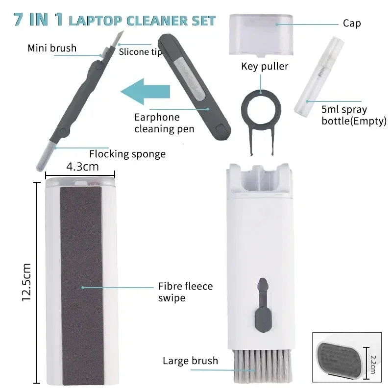 Keyboard Cleaning Brush Kit 7in1 Laptops Cleaner with Keycap Puller Multifunc Keyboard Brush Cleaning Set for Airpods Phone