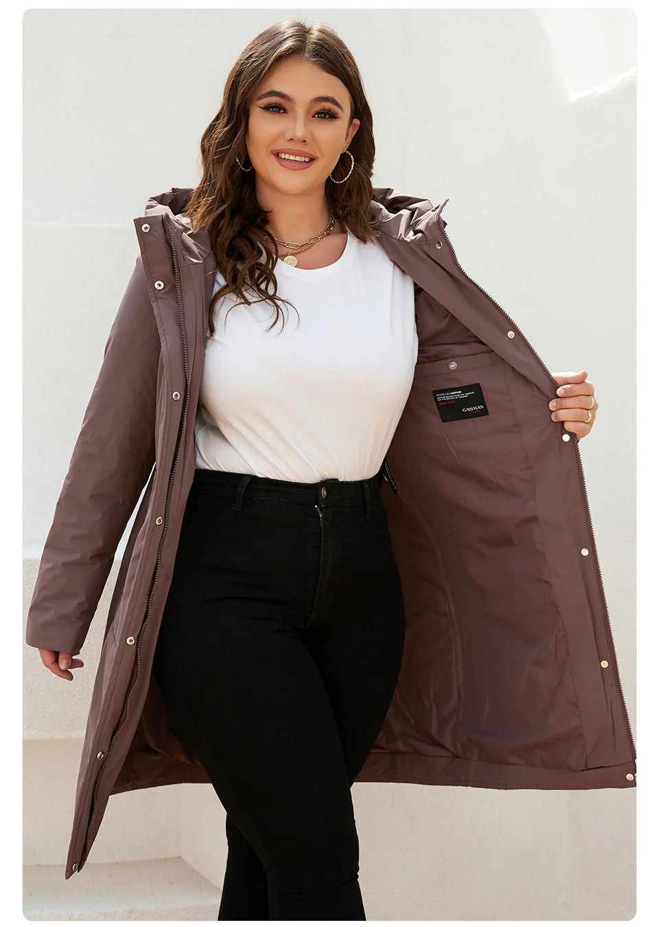 GASMAN women's jacket spring 2022 long Fashion Woman coat hooded waistline casual Outwear Brand High-Quality lady parkas 8293