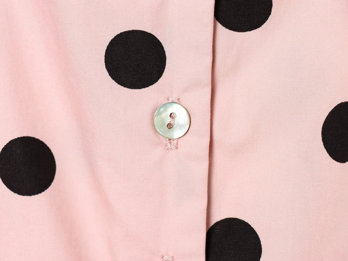 HH Spring Women Casual High Street Jacket Fashion Woman Long Sleeve Pink Polka Dot Jacket Single Breasted High Collar Short Coat
