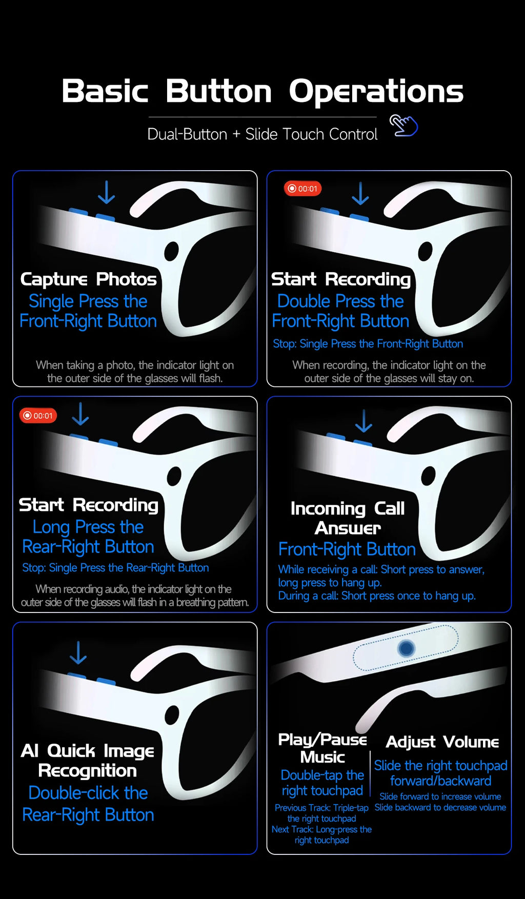 2026 Smart AI Glasses 4K HD 800W Camera 32GB Memory 140+ Translation ChatGPT Music Play Photos &Video Shoot Sunglasses Men Women