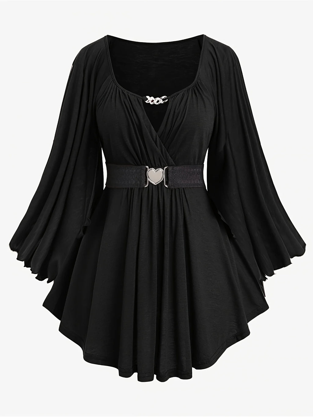 New Autumn and Winter European and American Fashion Women's Clothing, Oversized with an Irregular Hem, Solid Color, Heart-Shaped