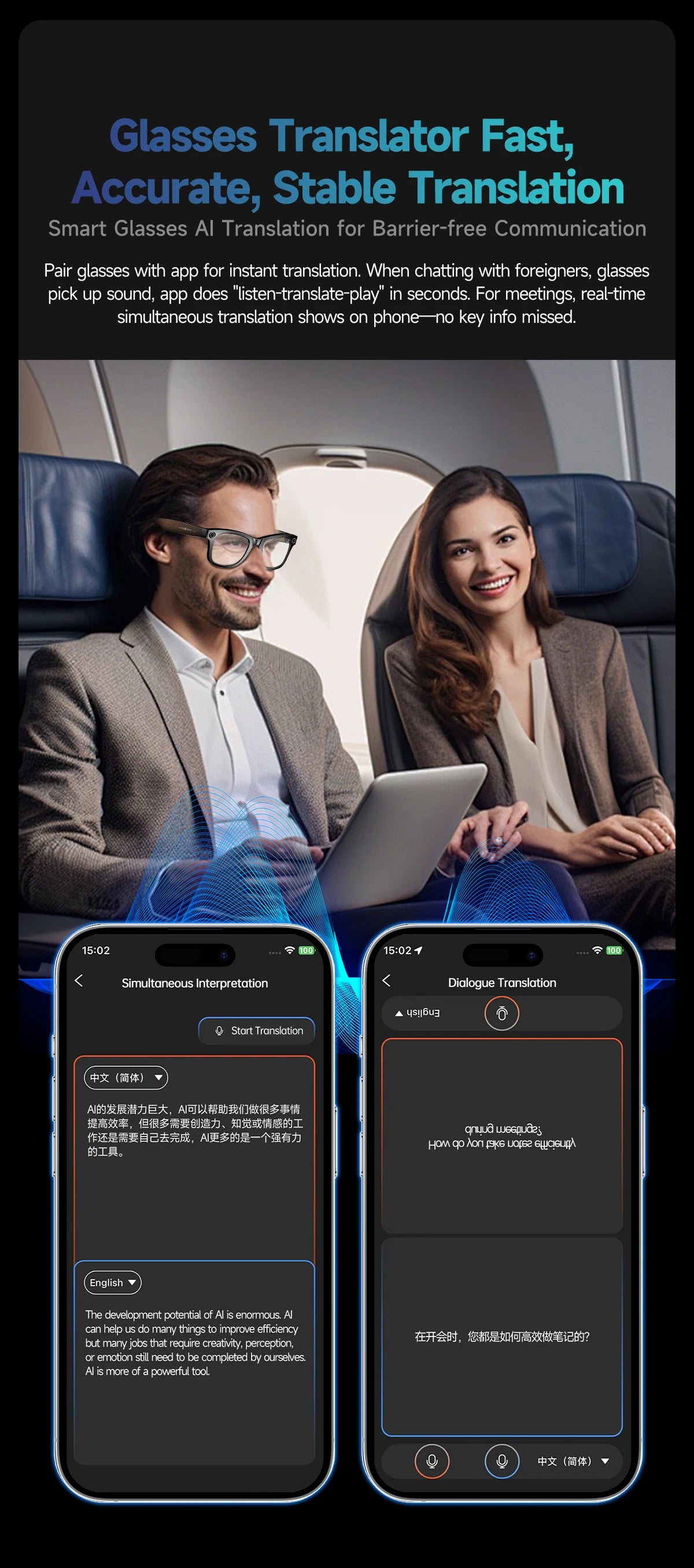 AI Smart Glasses with 8MP Camera Video Recording 100+ Languages Translation Sunglasses Bluetooth Call Music Play Men Women 2026