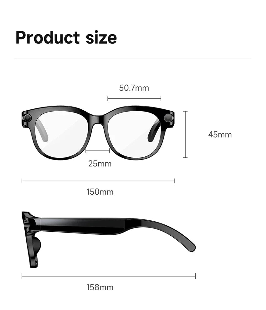 AI Smart Glasses 800W Shooting Camera HD Photo Video Voice Call Translation Waterproof Bluetooth AI Motorcycle Glasses