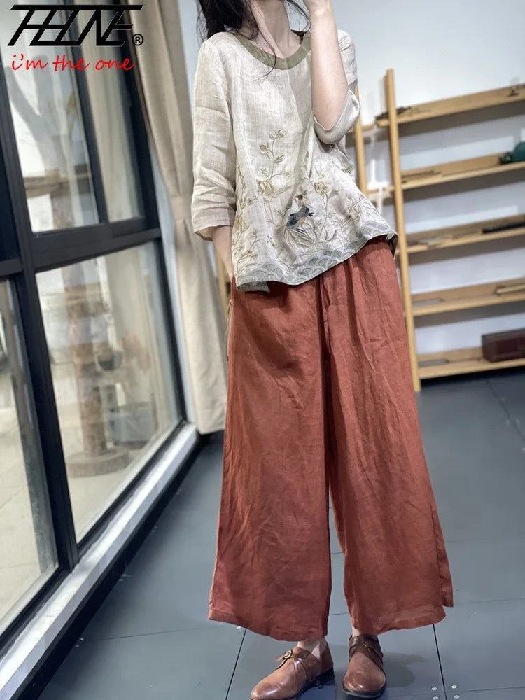 THHONE Summer Fashion Woman Tees 2025 Floral O-Neck T Shirt Tops Casual Vintage Patchwork Loose Embroidery Camisetas Top Mujer