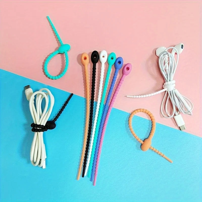 80Pcs Twistable and Multifunctional Cable Wire Organizer 80Pcs Silicone Cord Management Ties for Earphone Lines