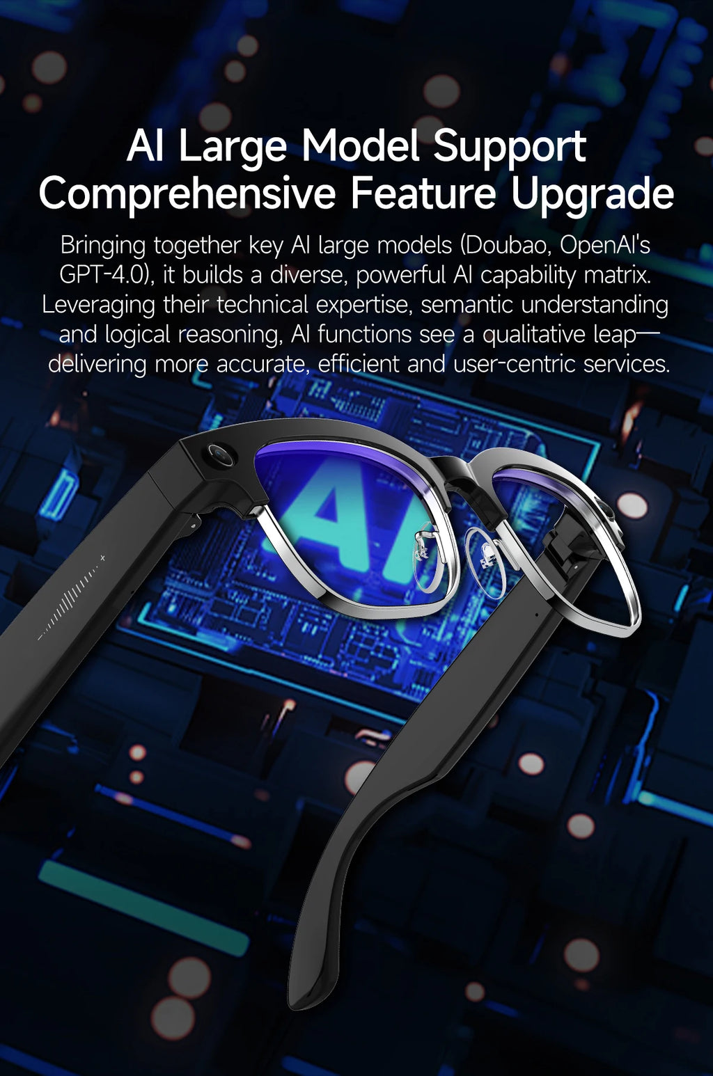 2026 New Smart Glasses with AI Intelligent Q&A Photography Recording Intelligent Translation 800W Camera Bluetooth Smart Glasses