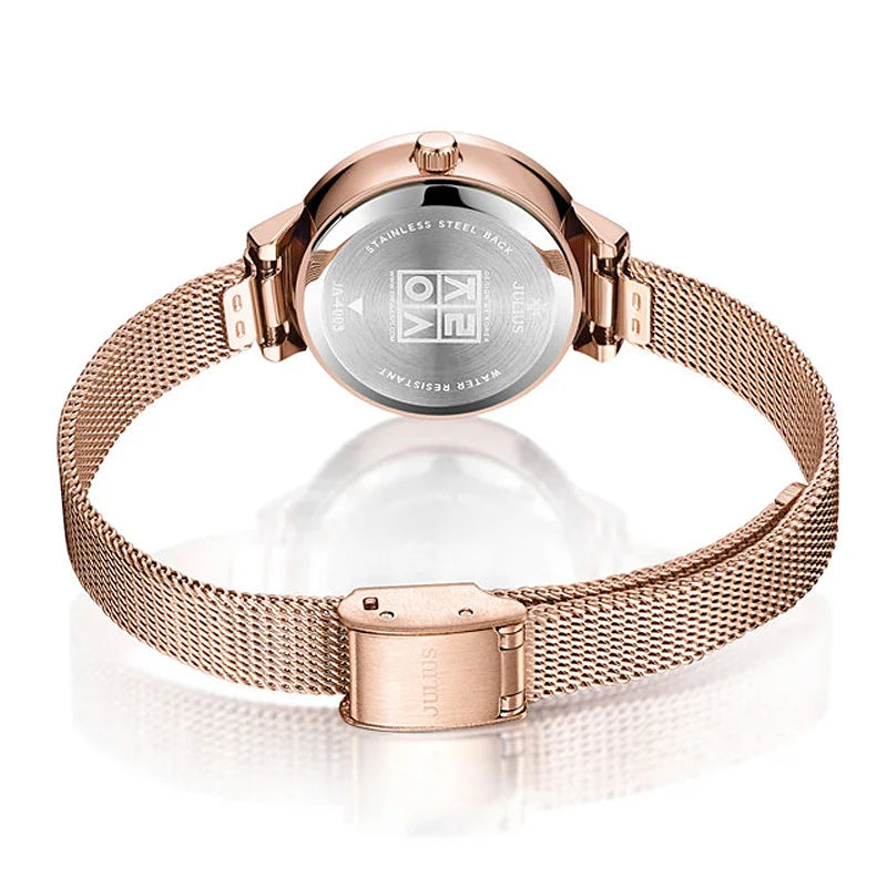 Top Women's Watch Japan Quartz Hours Fine Fashion Woman Clock Bracelet Stainless Steel Simple Birthday Girl's Gift Julius Box
