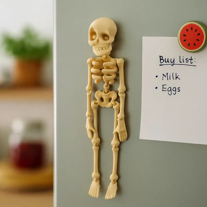 Magnetic Poseable Skull Fridge Magnet Funny Halloween Gift Kitchen Dining Decor Home Accessory Quirky Decor Spooky Novelty