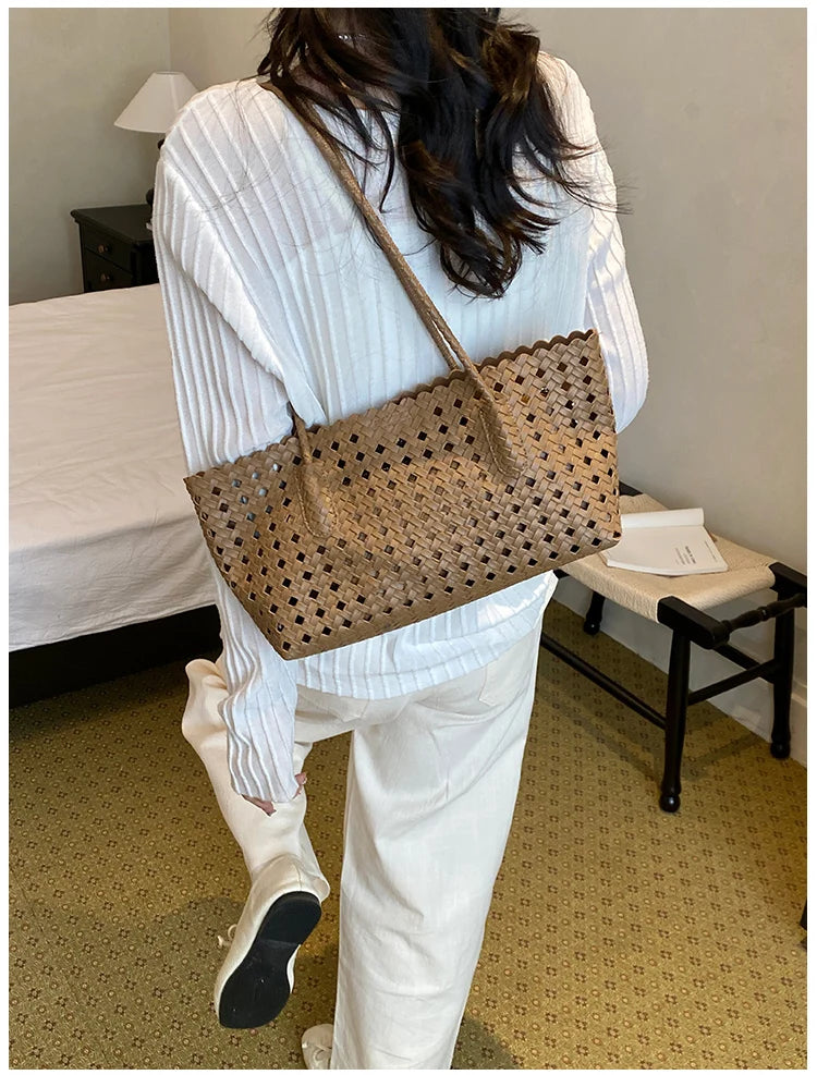Fashion Woman Shoulder Bags for Women 2026 Brand Luxury Designer Bag Female Totes Purses Ladies Woven Shoulder Handbag Summer