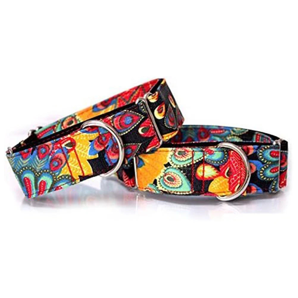 Hand-made Personalized Fabric Super Strong Reefs Dog Collar Adjustables Martingale Collar Tear Resistant for Small Large Dog