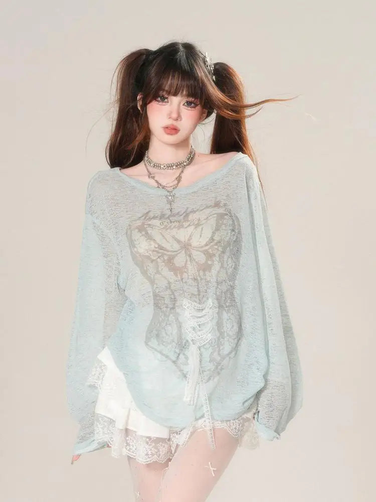 Erwofeina Hotsweet Tank Top Graphic T Shirts 2000s Clothes Y2k Long Sleeve Tees Korean Fashion Woman Clothes Summer Casual Top