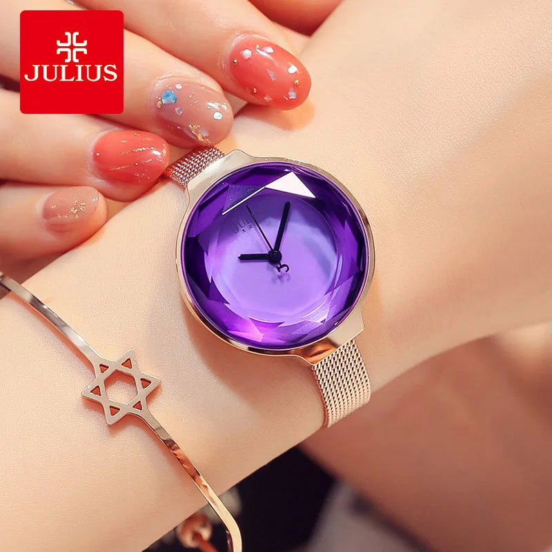 Top Women's Watch Japan Quartz Hours Fine Fashion Woman Clock Bracelet Stainless Steel Simple Birthday Girl's Gift Julius Box