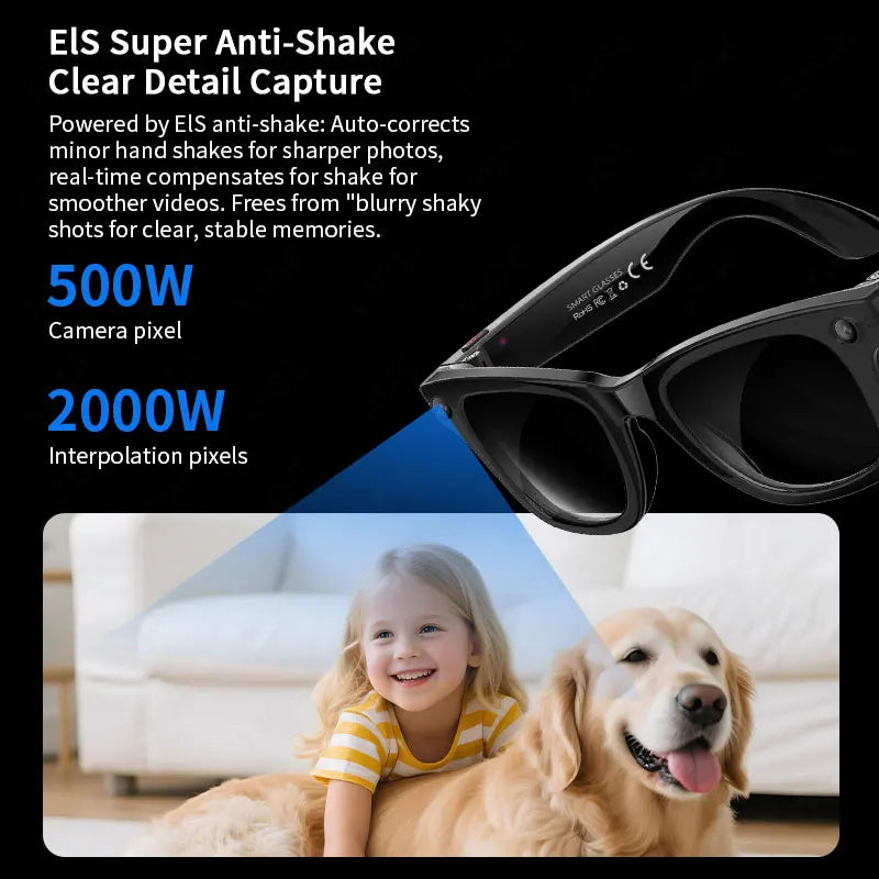 AI 5 Million Pixels Smart Glasses Recording Videos Photo Recognition Answer Translation 290mAh IP66 Waterproof Bluetooth Glasses