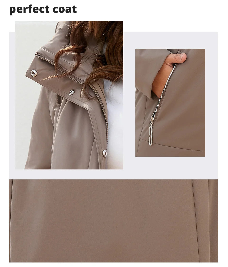 GASMAN women's jacket spring 2022 long Fashion Woman coat hooded waistline casual Outwear Brand High-Quality lady parkas 8293