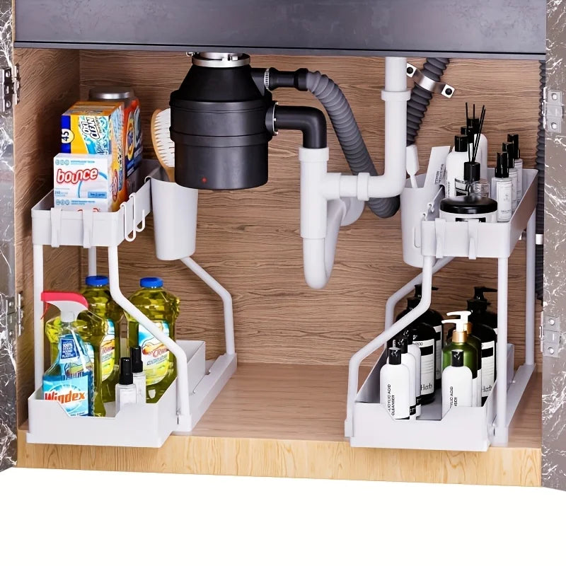Organizador extraíble de 2 niveles para bajo fregadero