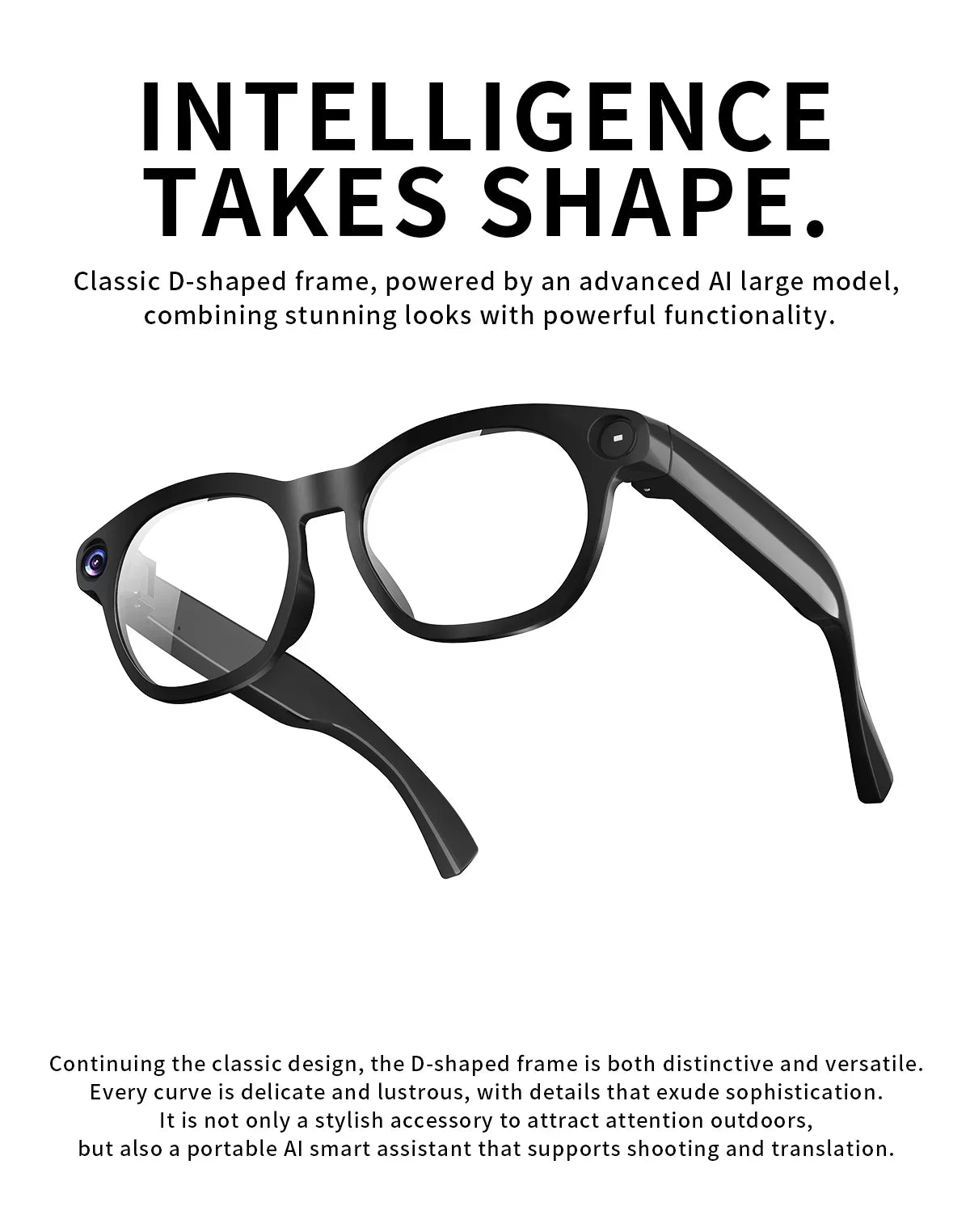 New Fashionable Smart Glasses Intelligent AI Large Model 800W HD Camera 290mAh Battery AI Translation Smart Glasses Men Women