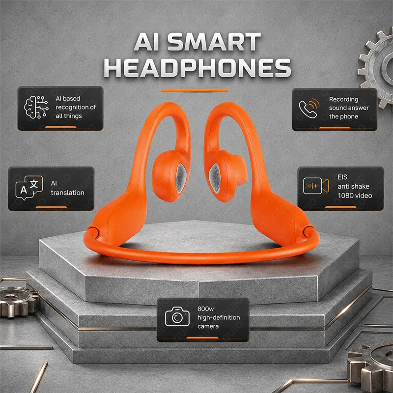 2026 AI Camera Headphones 8MP HD Photos 1080P Stabilized Video Real-Time Translation Voice Recording Bluetooth Calls Headphones