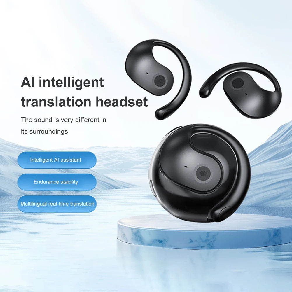 Wireless BT AI Real-time Language Translation Earphones 144 Languages Smart Voice Translator Ideal for Travel and Business