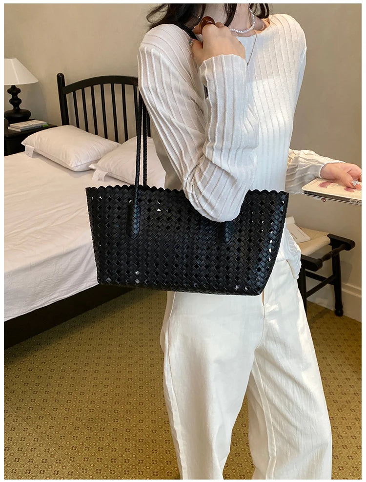 Fashion Woman Shoulder Bags for Women 2026 Brand Luxury Designer Bag Female Totes Purses Ladies Woven Shoulder Handbag Summer