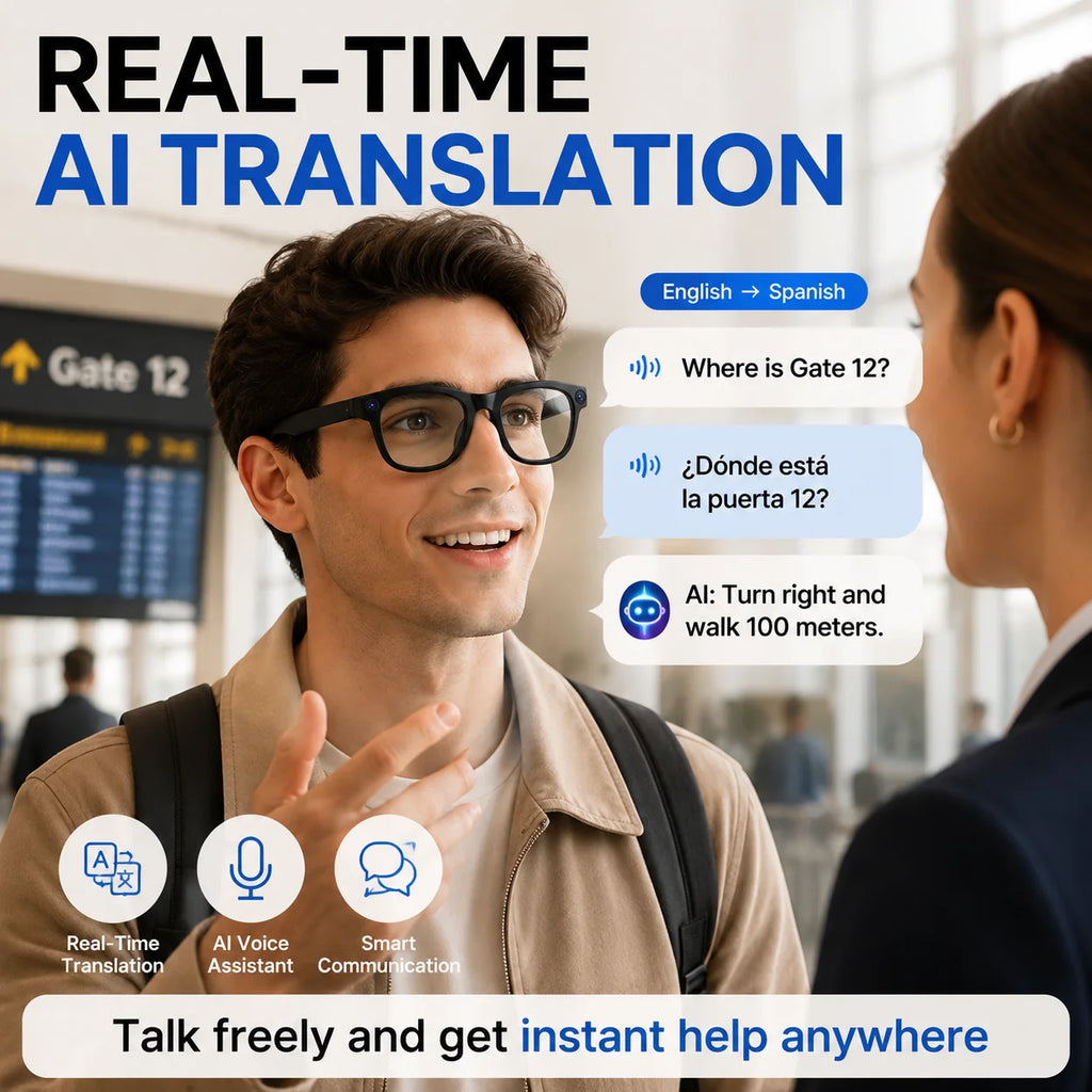 GML5.2 AI New Smart Glasses 1300W Camera Live Streaming Real-Time Translation Meeting Assistant Audio And Video Calls AI Glasses