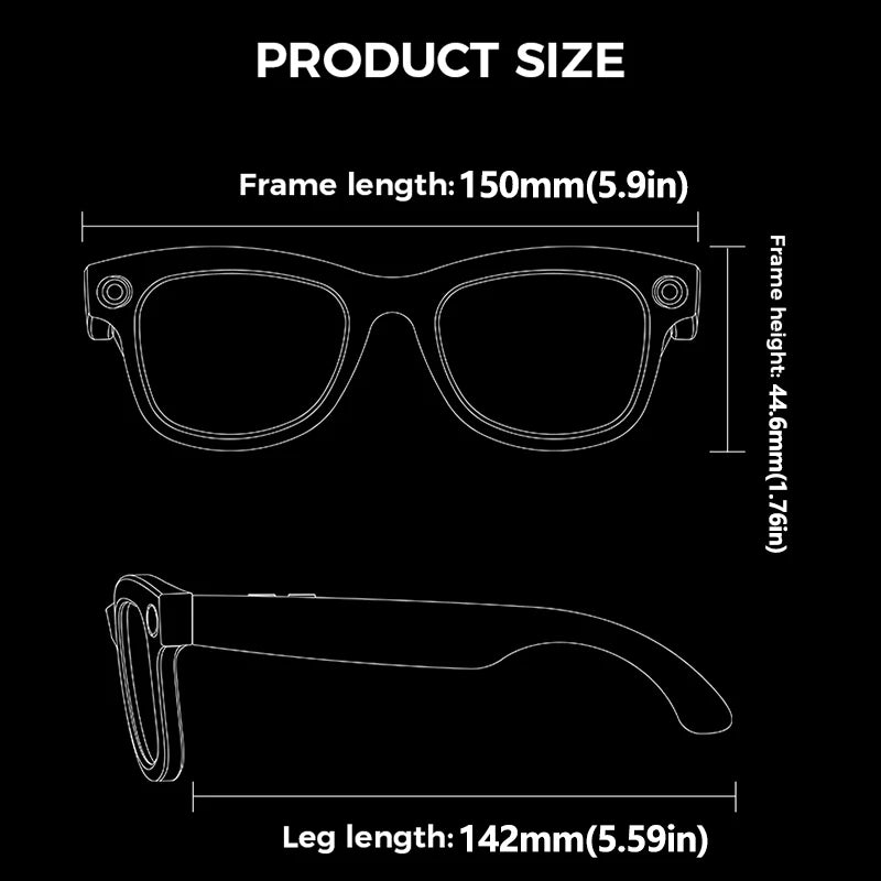2026 New Smart Glasses with AI Intelligent Q&A Photography Recording Intelligent Translation 800W Camera Bluetooth Smart Glasses